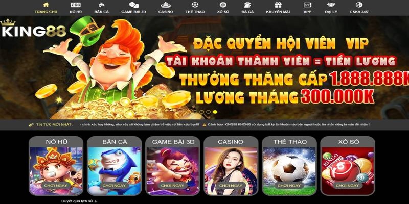 Giao diện King88 cực đẹp mắt