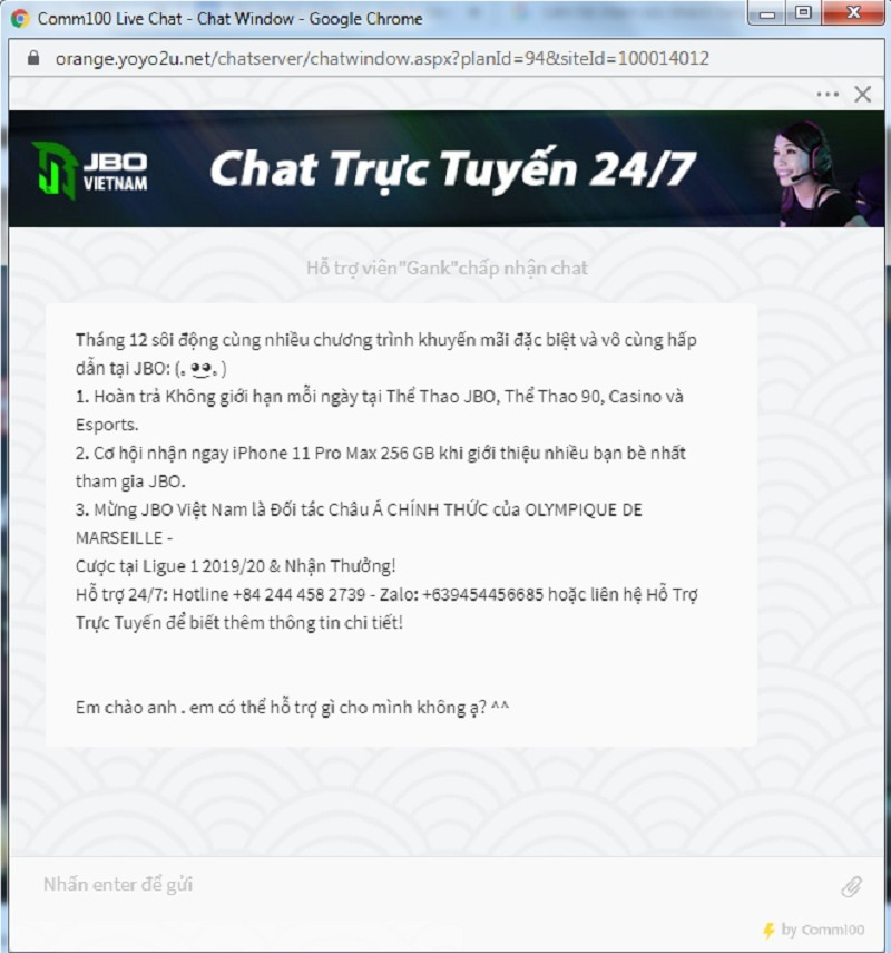 Dịch vụ hỗ trợ khách hàng JBO luôn thường trực